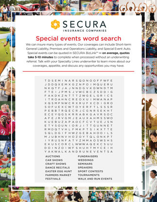 Special events word search